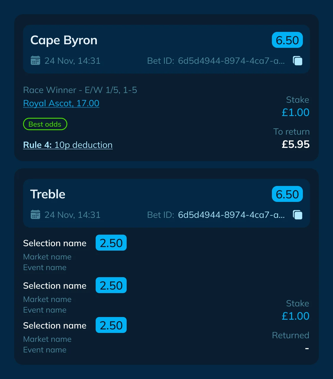 Old betslip design